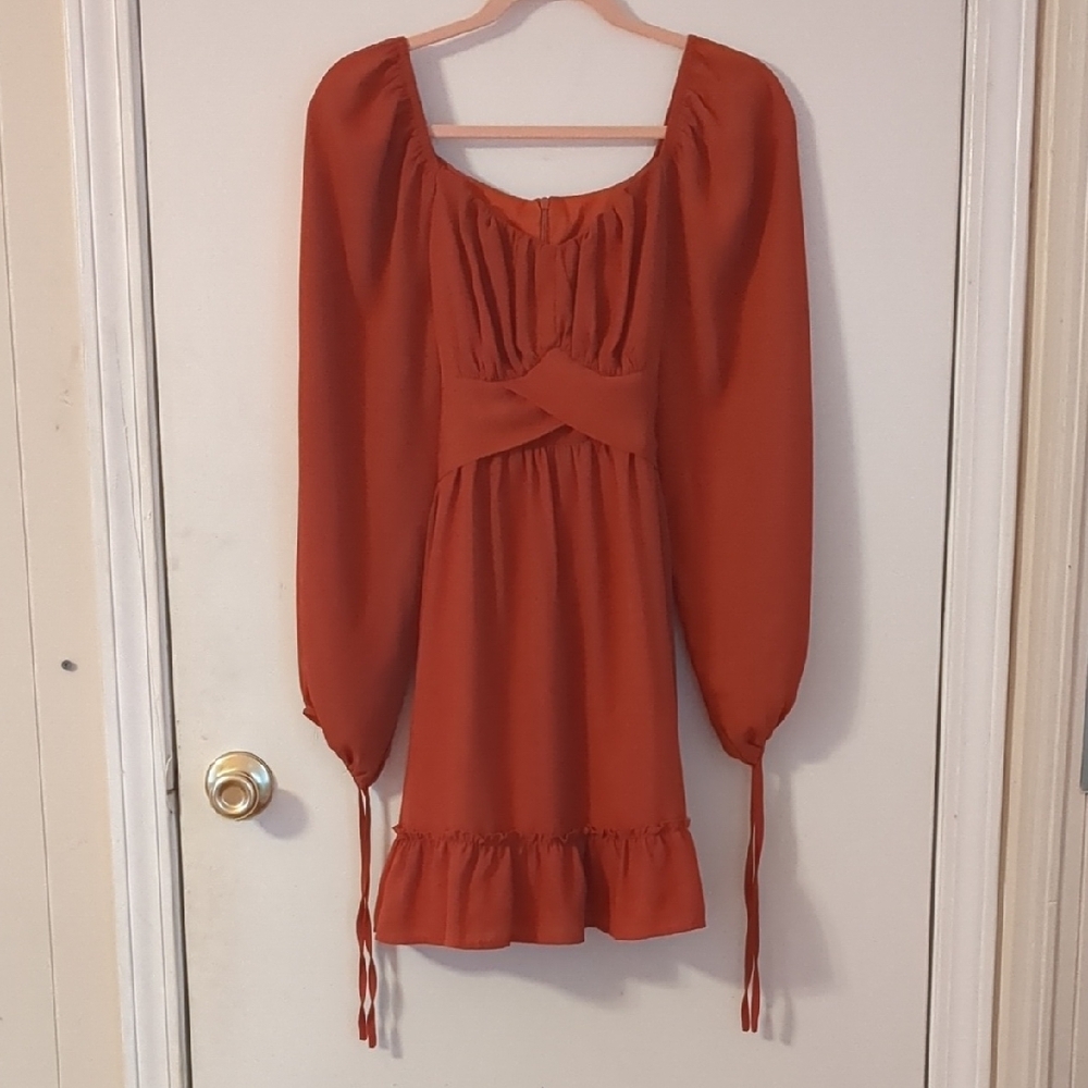 Rust Orange Long Sleeve Dress